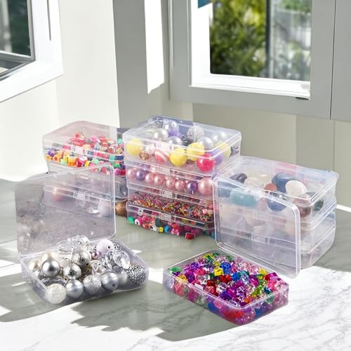 Clear Plastic Beads Storage Containers Empty Mini Storage Containers Box,Beads Storage Box with Hinged Lid Plastic Storage Containers with Lids for Pins, Small Items,Beads,Earplugs (28 Pack)