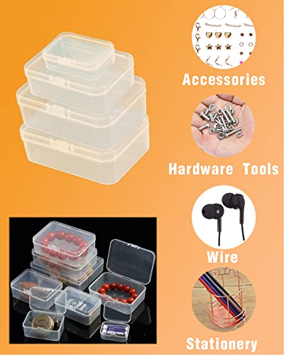 Clear Plastic Beads Storage Containers Empty Mini Storage Containers Box,Beads Storage Box with Hinged Lid Plastic Storage Containers with Lids for Pins, Small Items,Beads,Earplugs (28 Pack)