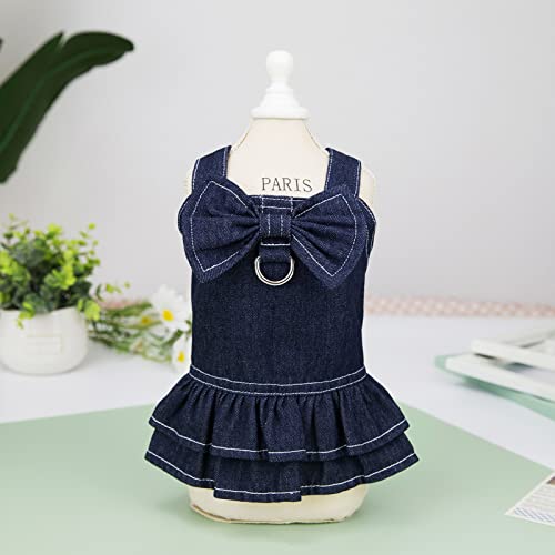 Girl Puppy Shirts for Small Dogs Dress Spring and Summer Pet Clothing Spring Cute Pet Supplies Denim Dress Pet Denim Dress