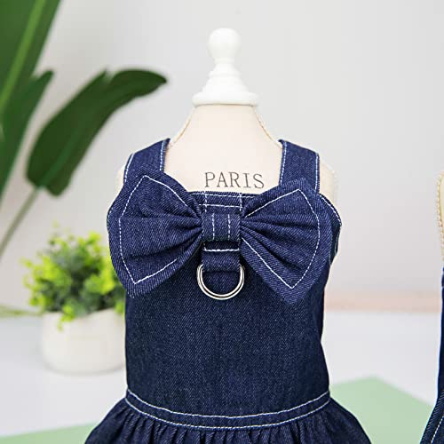 Girl Puppy Shirts for Small Dogs Dress Spring and Summer Pet Clothing Spring Cute Pet Supplies Denim Dress Pet Denim Dress