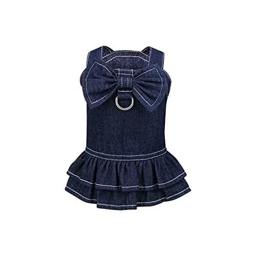 Girl Puppy Shirts for Small Dogs Dress Spring and Summer Pet Clothing Spring Cute Pet Supplies Denim Dress Pet Denim Dress