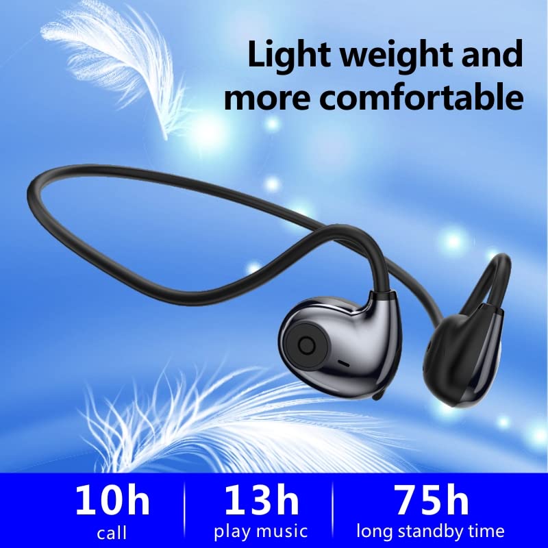 HUYEOOGO Bone Conduction Headphones with MP3 Player, and Bluetooth 5.2, Ideal for Swimming, Running, Cycling, and Gym Workouts. Black Headphones with Microphoneopen Ear Headphones