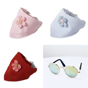 weway 3 piece cat collar mixed colors costumes bandana flower for small pets safety cute free sunglasses gift for kitten