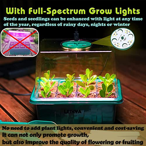 Plus Seed Starter Tray with Grow Light,5 Pack Seed Starter Kit,Increase Germination Rate&Adjustable Humidity&Reusable Seed Starter with Grow Light,Total 60-Cell Seed Starter Tray-Include Planting Kit