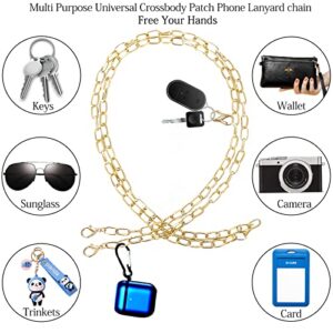 BERITNI Cell Phone Lanyard, Crossbody Metal Phone Chain Strap for Women, Universal Patch Phone Lanyard Holder, Detachable Phone Tether Compatible with All Smartphones, Gold Paperclip