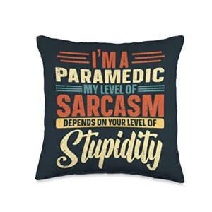 funny vintage paramedic gifts for men and women student emt er paramedic throw pillow, 16x16, multicolor