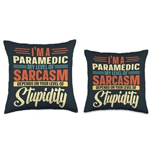 Funny Vintage Paramedic Gifts for Men and Women Student EMT ER Paramedic Throw Pillow, 16x16, Multicolor