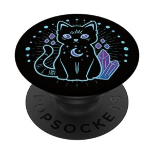 witchy black cat mystical pastel goth moon crystal alchemy popsockets swappable popgrip