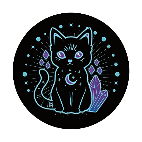 Witchy Black Cat Mystical Pastel Goth Moon Crystal Alchemy PopSockets Swappable PopGrip