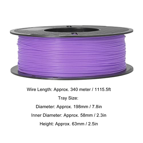 1.75mm PLA Print Filament, 3D Printer Roll Filament Plastic Shell 1kg Spool for Industrial Devices(Purple)