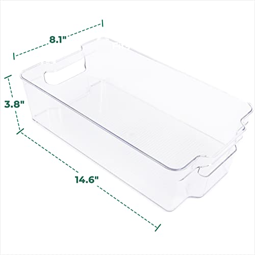 Greenco Fridge Bins, Set of 6 | Stackable Clear Refrigerator Organizer Bins w/ Durable Handles | Pantry Storage Bins | Kitchen and Refrigerator Organization | Organizing Bins, BPA Free, Shatter Proof