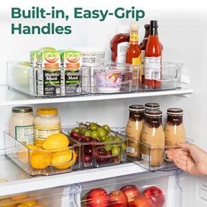 Greenco Fridge Bins, Set of 6 | Stackable Clear Refrigerator Organizer Bins w/ Durable Handles | Pantry Storage Bins | Kitchen and Refrigerator Organization | Organizing Bins, BPA Free, Shatter Proof