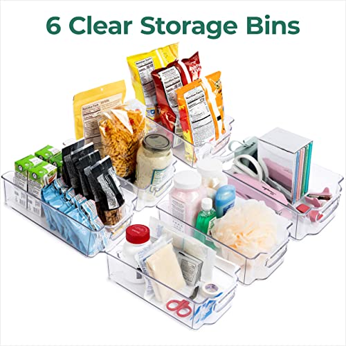 Greenco Fridge Bins, Set of 6 | Stackable Clear Refrigerator Organizer Bins w/ Durable Handles | Pantry Storage Bins | Kitchen and Refrigerator Organization | Organizing Bins, BPA Free, Shatter Proof