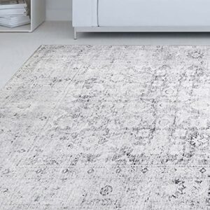 Superior Indoor Large Area Rug, Unique Rugs for Floor Accent, Bedroom, Living/Dining Room, Kitchen, Office, Entry, Rustic Home Decor, Huda Collection, Charcoal, 10' x 14'