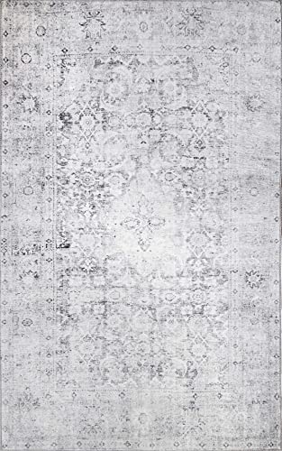 Superior Indoor Large Area Rug, Unique Rugs for Floor Accent, Bedroom, Living/Dining Room, Kitchen, Office, Entry, Rustic Home Decor, Huda Collection, Charcoal, 10' x 14'