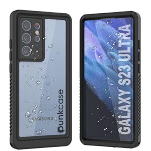punkcase galaxy s23 ultra waterproof case [extreme series] [slim fit] [ip68 certified] [shockproof] [dirtproof] [snowproof] armor cover for galaxy s23 ultra 5g (6.8") (2023) [black]