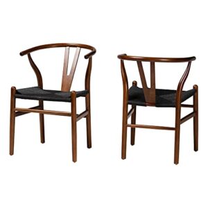 baxton studio paxton dining chairs, black/walnut brown