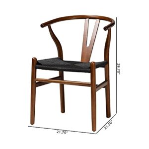 Baxton Studio Paxton Dining Chairs, Black/Walnut Brown