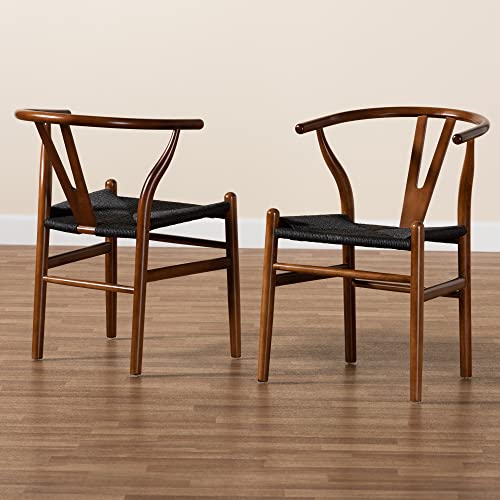 Baxton Studio Paxton Dining Chairs, Black/Walnut Brown