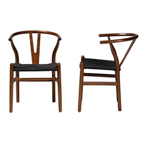 Baxton Studio Paxton Dining Chairs, Black/Walnut Brown