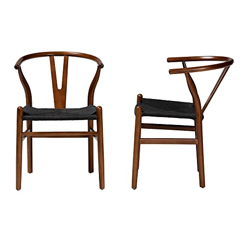 Baxton Studio Paxton Dining Chairs, Black/Walnut Brown