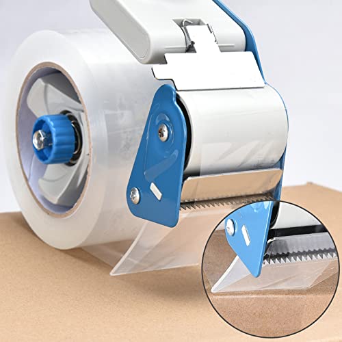 Packing Tape Dispenser Gun (2 Packs) Pacific Mailer 2 Inch Tape Gun Dispenser with 2 Inch Carton Packing Tape, Lightweight Industrial Side Loading Tape Dispenser - Blue