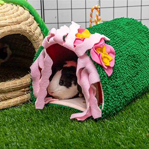 FAITUCOS Guinea Pig Hideout - Soft Fleece Tunnel House for Rat Hamster Hedgehog Chinchilla Squirrel Samll Animals - Cute Cactus Shapes Bedding Cage Accessories for Sleeping Rest Playing