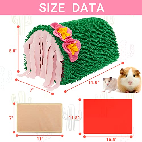 FAITUCOS Guinea Pig Hideout - Soft Fleece Tunnel House for Rat Hamster Hedgehog Chinchilla Squirrel Samll Animals - Cute Cactus Shapes Bedding Cage Accessories for Sleeping Rest Playing