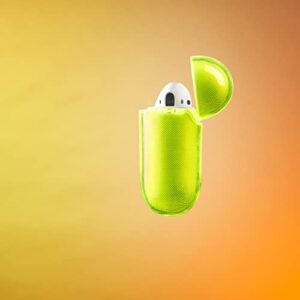 SteepLab Neon Highlighter Case for AirPods (1st Gen & 2nd Gen) - The Grippy Jelly Case Cover (Conspicuous Neon Yellow)