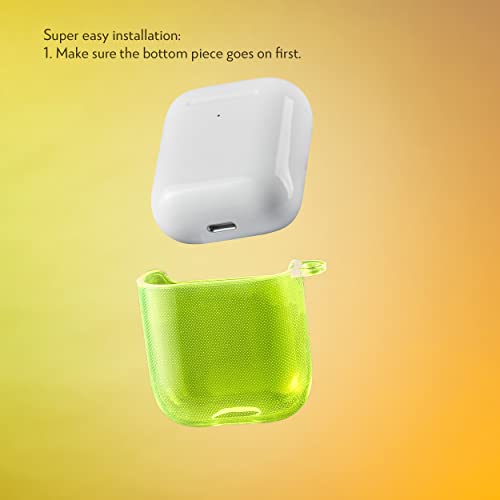 SteepLab Neon Highlighter Case for AirPods (1st Gen & 2nd Gen) - The Grippy Jelly Case Cover (Conspicuous Neon Yellow)