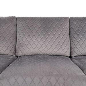 SLNFXC 178x65x49CM Velvet Upholstered Sofa Couch Pine Plywood Furniture Light Grey/Garden (Color : Gray, Size : Three Seat)
