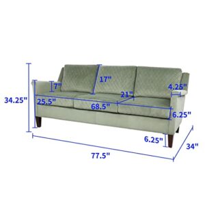 SLNFXC 178x65x49CM Velvet Upholstered Sofa Couch Pine Plywood Furniture Light Grey/Garden (Color : Gray, Size : Three Seat)