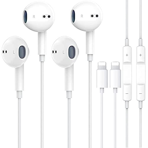 2 Pack with Apple Earbuds for iPhone Headphones Wired Earphones with Microphone【with Apple MFi Certified】 Noise Isolating Headsets for iPhone 13/12/SE/11/XR/XS/X/8/8 Plus/7/7Plus