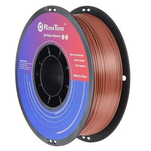 PLA Silk Copper 3D Printer Filament 1.75mm, RongTong 3D Printing Silk PLA 1kg/2.2lb Spool Printing Material, Silky Shiny Metallic Luster Surface Filament, Fits Most FDM 3D Printers