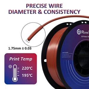 PLA Silk Copper 3D Printer Filament 1.75mm, RongTong 3D Printing Silk PLA 1kg/2.2lb Spool Printing Material, Silky Shiny Metallic Luster Surface Filament, Fits Most FDM 3D Printers