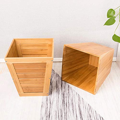 TKFDC Trash can Creative No Lid Solid Wood Trash Can Household Simple Bedroom Living Room Thicker Paper Basket Barrel for Storage (Size : E)