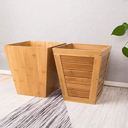 TKFDC Trash can Creative No Lid Solid Wood Trash Can Household Simple Bedroom Living Room Thicker Paper Basket Barrel for Storage (Size : E)
