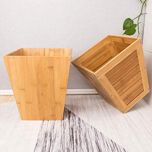 TKFDC Trash can Creative No Lid Solid Wood Trash Can Household Simple Bedroom Living Room Thicker Paper Basket Barrel for Storage (Size : E)