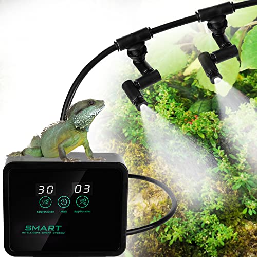 Reptile Mister, Reptile Humidifiers Intelligent Misting System with Timer, 360° Reptile Fogger Terrarium Humidifier for Chameleon Lizard Snake Turtle Frog Amphibian Rainforest Plants