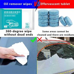 Car Glass Oil Film Removal Wipes, 2/4/6bags Glass Oil Film Remover for Car, Car Cleaning Wipes, Car Oil Stain Cleaner Glass Oil Film Remover Wet Wipes, Glass Wipes for Windshield Cleaning (4bags)