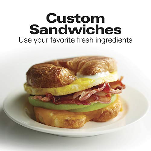 Hamilton Beach Breakfast Sandwich Maker, Black & Breakfast Sandwich Maker with Egg Cooker Ring, Customize Ingredients, Perfect for English Muffins, Croissants, Mini Waffles, Single, Silver