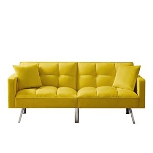 fzzdp futon sofa bed, mid-century convertible couch loveseat sleeper for small space,