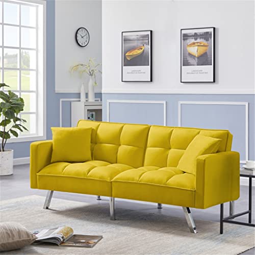 FZZDP Futon Sofa Bed, Mid-Century Convertible Couch Loveseat Sleeper for Small Space,