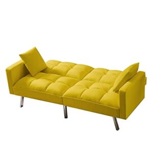 FZZDP Futon Sofa Bed, Mid-Century Convertible Couch Loveseat Sleeper for Small Space,