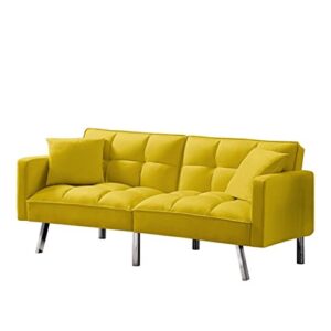 FZZDP Futon Sofa Bed, Mid-Century Convertible Couch Loveseat Sleeper for Small Space,