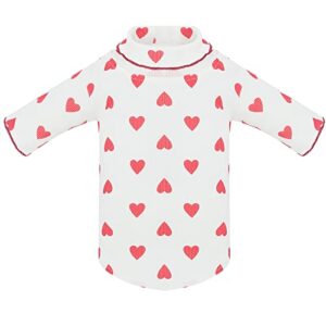 cute soft dog vest roll collar breathable doggy shirts clothes with red heart for small and medium dogs and cats birthday holiday party (white-red, m)