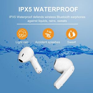 Travelove Wireless Earbuds, 2023 New Bluetooth Headphones Built-in 4 Mics Deep Bass, Wireless Earphones Noise Canceling, USB-C Fast Charge, 25H Playtime, IPX5 Waterproof for iPhone/Android