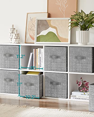 SONGMICS Storage Cubes and Cube Storage Organizer Bundle, 11-Inch Non-Woven Fabric Bins with Double Handles, 6 Cube Closet Organizers and Storage, Gray and Black UROB26LG and ULPC06H