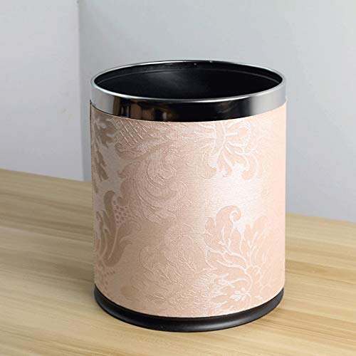 TKFDC Trash Can - Kitchen Garbage Bin - Leather + Stainless Separate Liner Storage Bucket