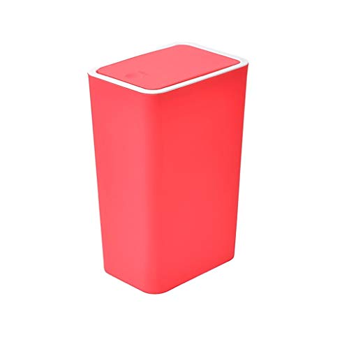 TKFDC Home Trash Can Plastic Square Trash Can, Press-in Living Room Bedroom Hotel Trash Can (Color : E)